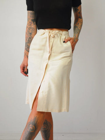 Ecru Silk Pocket Skirt