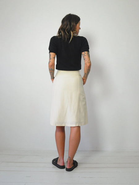 Ecru Silk Pocket Skirt