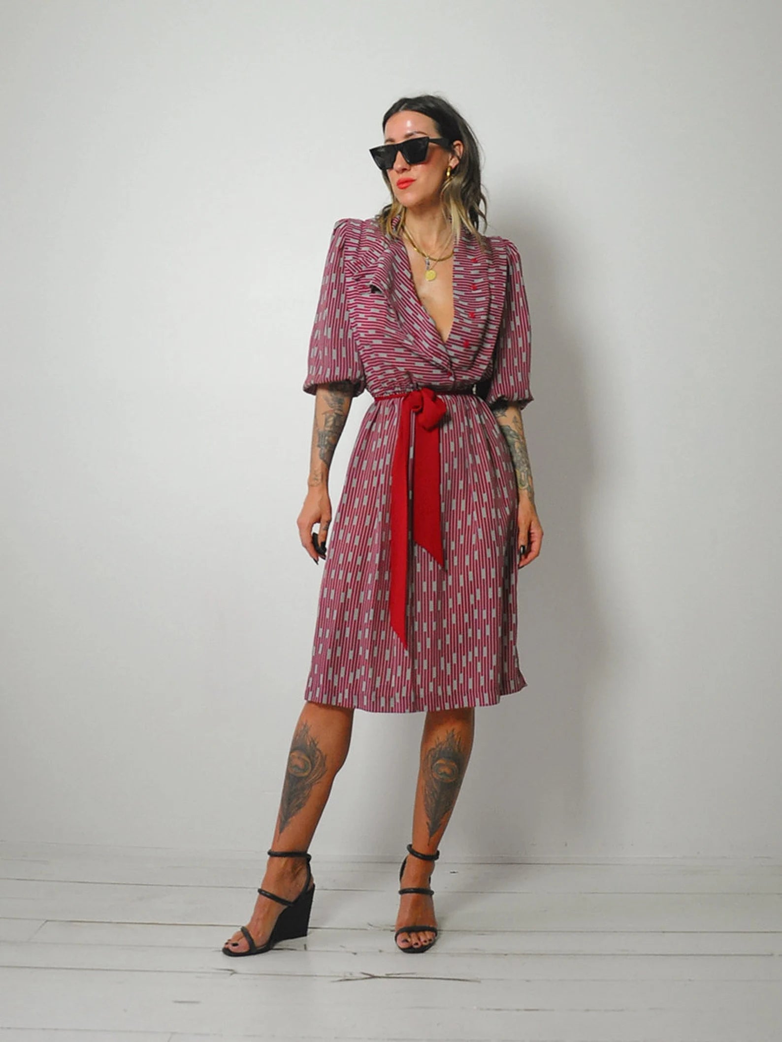 1980's Asymmetric Button Shirt Dress