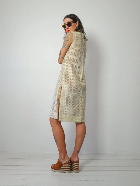 1960s Crochet Lace Sheer Dress