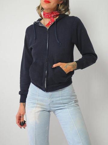 Navy Cropped Hoodie