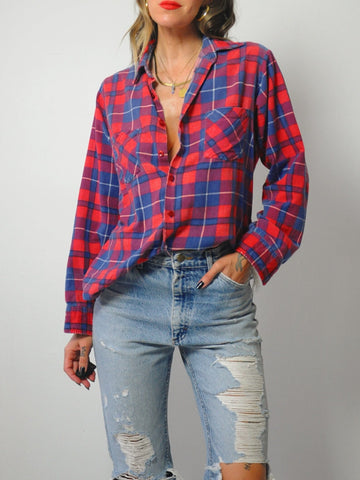 1980's Soft & Faded Plaid Flannel