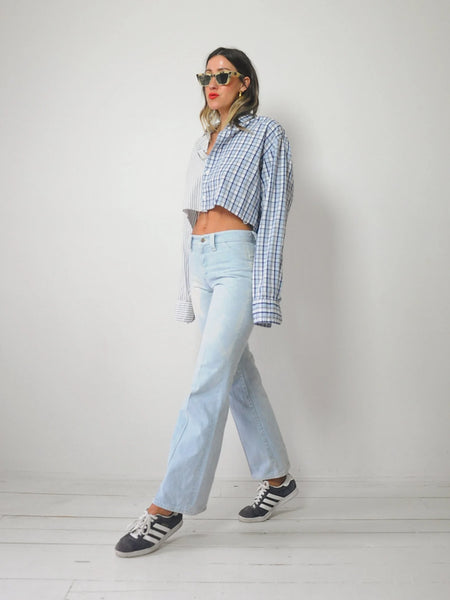 Menswear Plaid & Split Thin Shirt