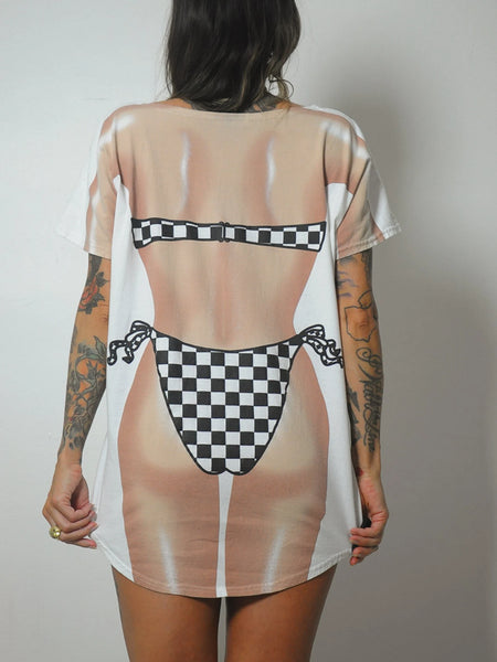 Checkered Bikini Beach Tee