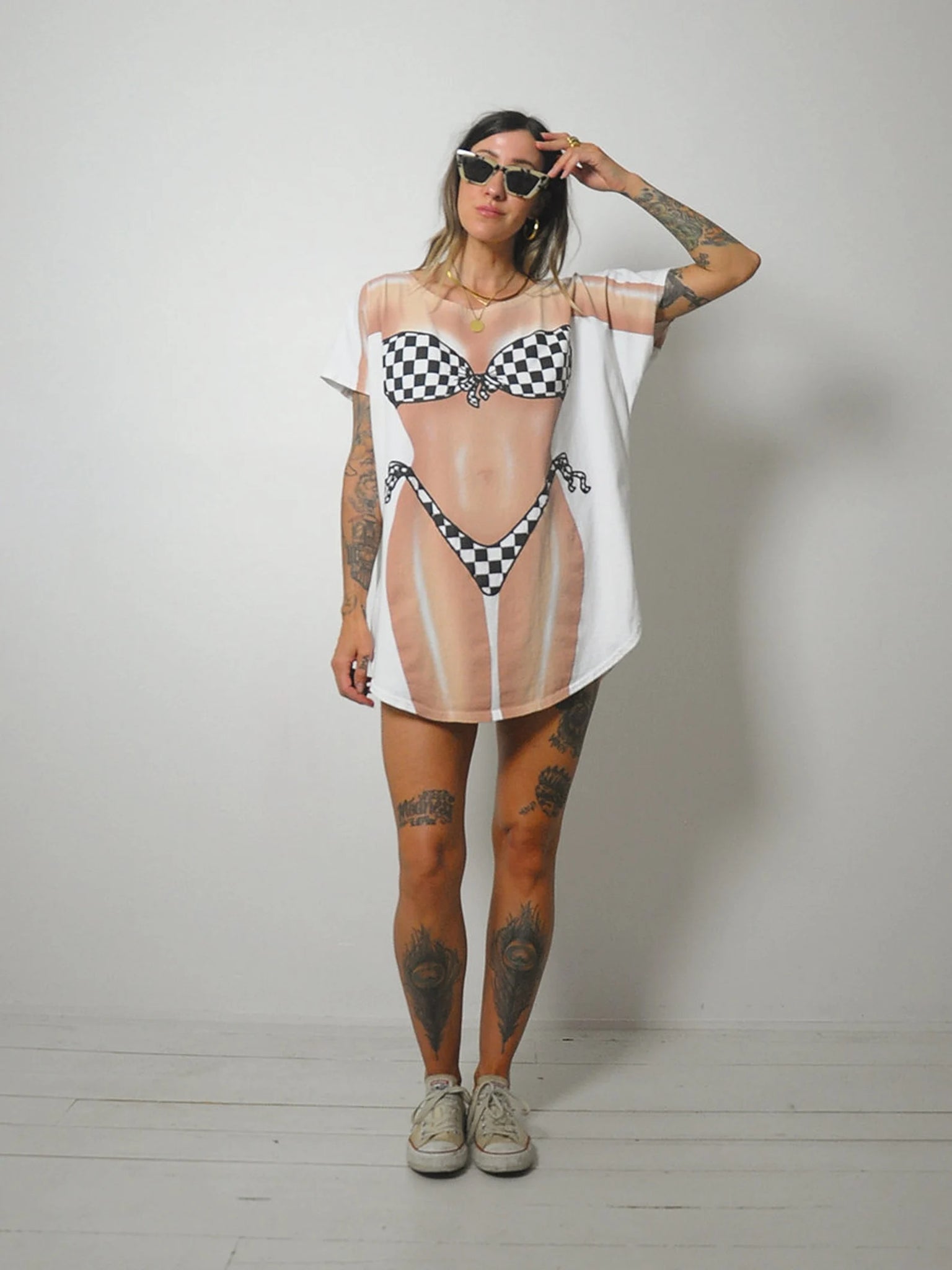 Checkered Bikini Beach Tee