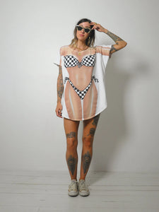 Checkered Bikini Beach Tee