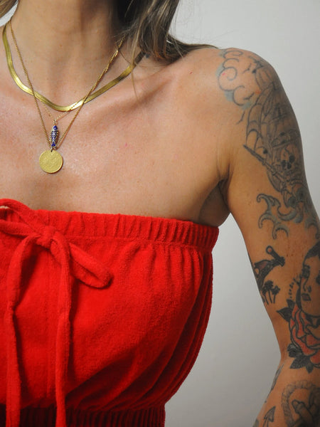 1970's Red Terry Cloth Romper