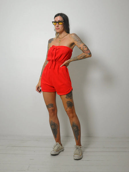 1970's Red Terry Cloth Romper