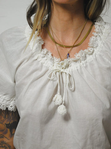 1970's Ayaan White Cotton Blouse