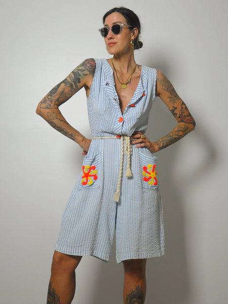 1940's Seersucker Cotton Romper