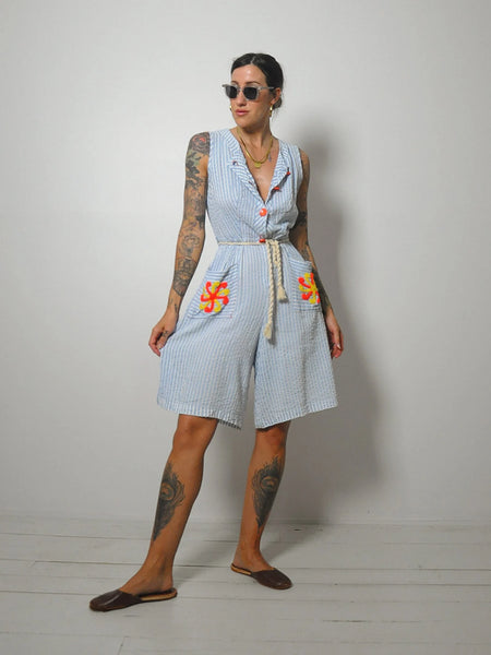1940's Seersucker Cotton Romper