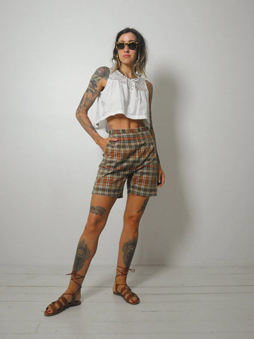 1950's Plaid Side Zip Shorts