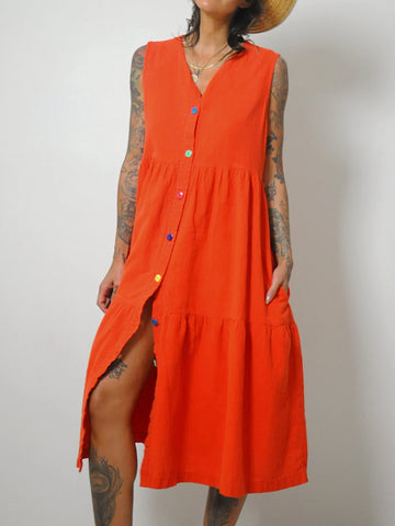 Tangerine Gauze Tent Dress