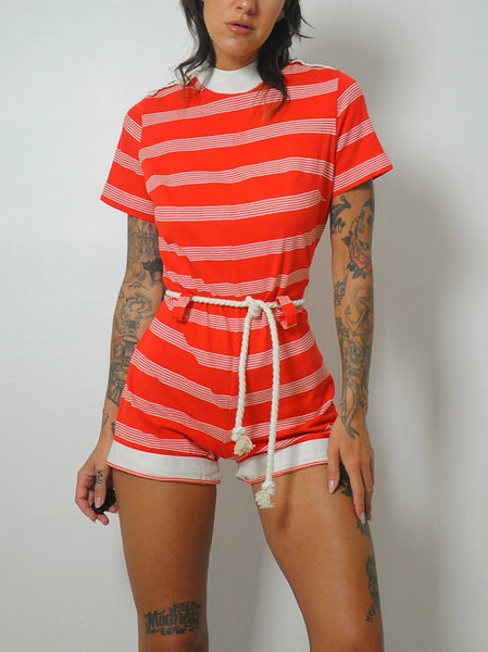 1970's Striped Cotton Romper