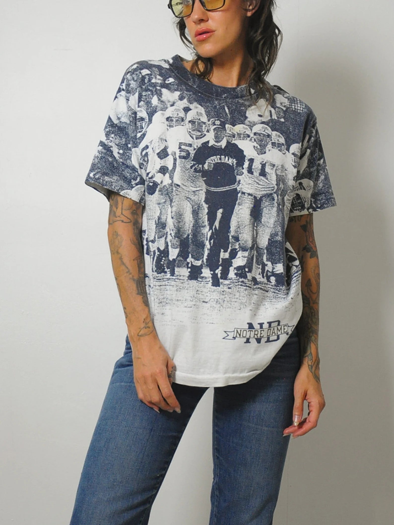 1980's Champion Notre Dame All Over Print Tee