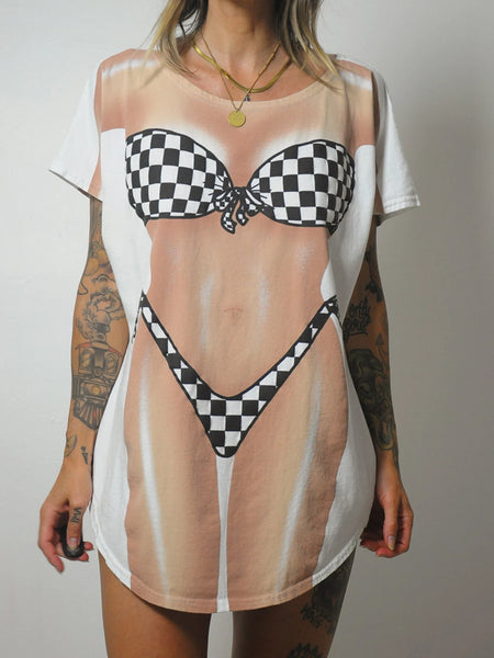 Checkered Bikini Beach Tee