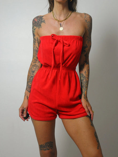 1970's Red Terry Cloth Romper