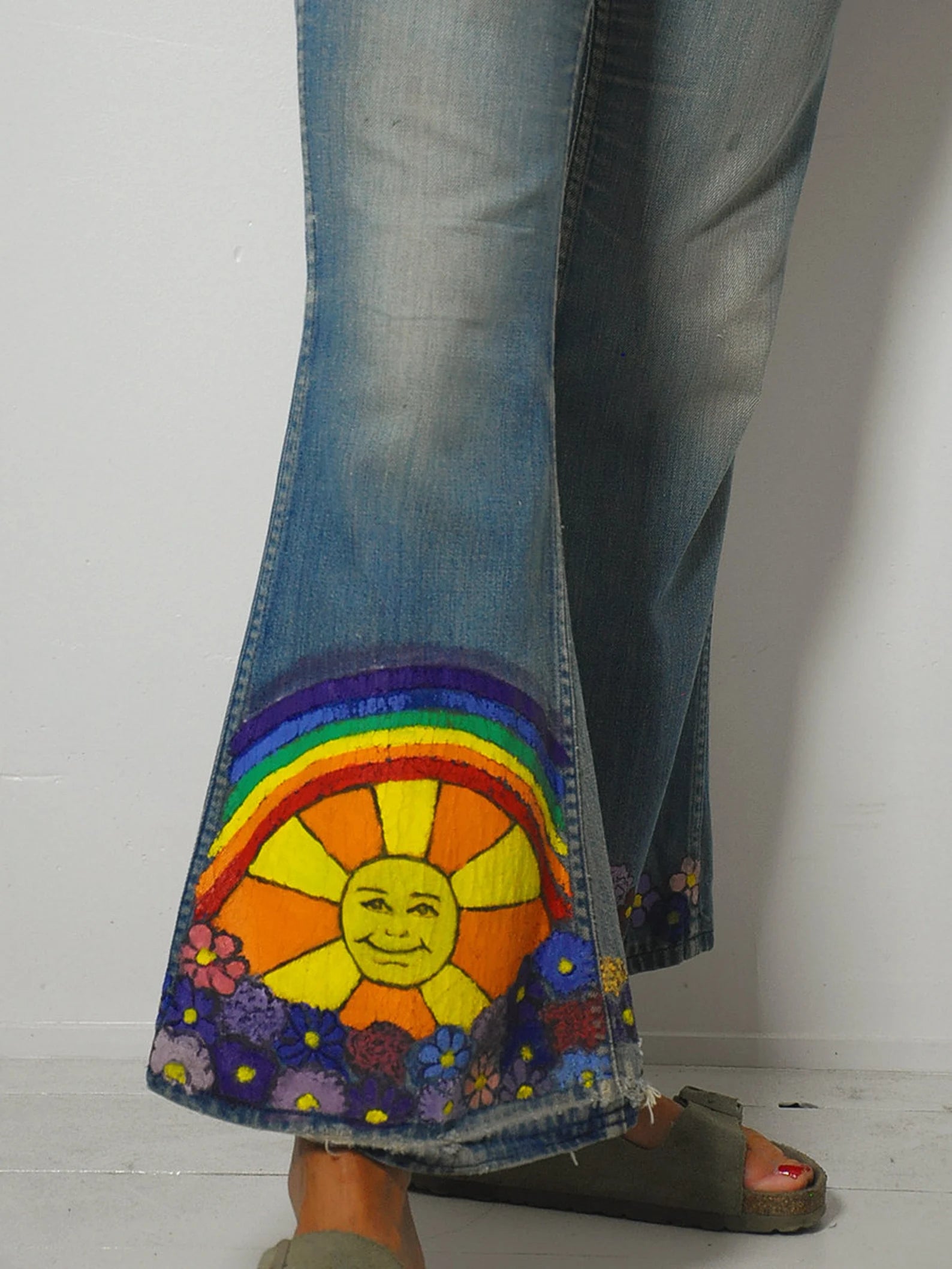 1960's/70's Sun + Rainbow Flared Jeans 34x30