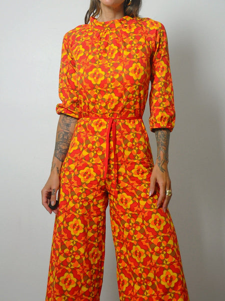 1970's Kaleidoscope Flared Jumpsuit