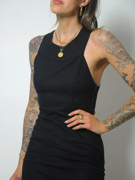 Katie Black Linen Sundress