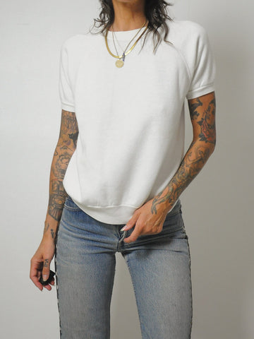 1980's White Short Sleeve Sweatshirt