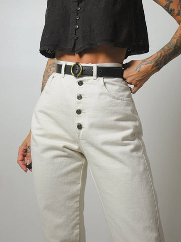 Ecru Exposed Button Fly Jeans 28x32