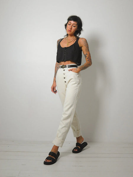 Ecru Exposed Button Fly Jeans 28x32
