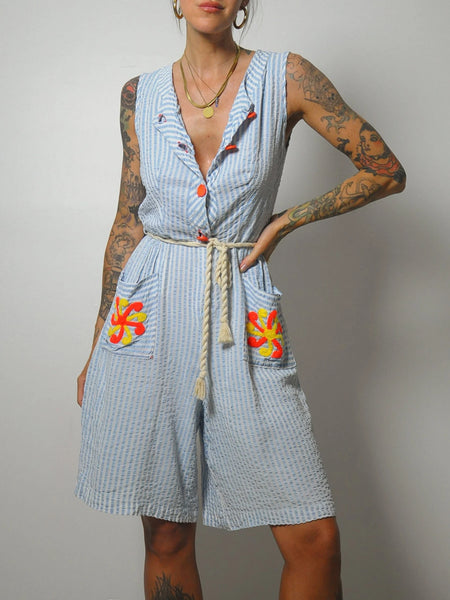 1940's Seersucker Cotton Romper