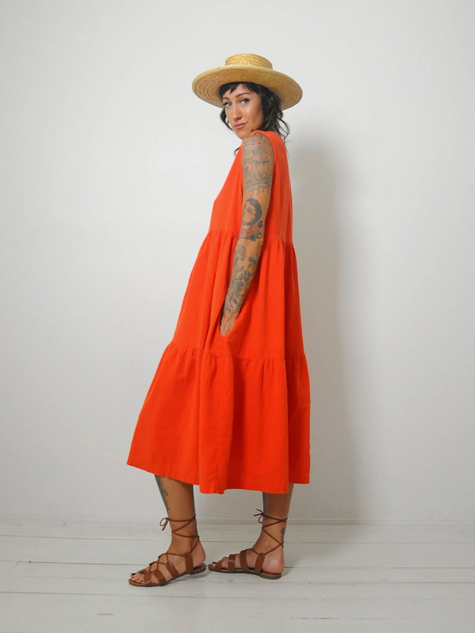 Tangerine Gauze Tent Dress