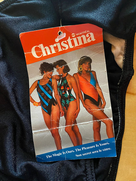 1980's Deadstock Christina Black Halter Bikini