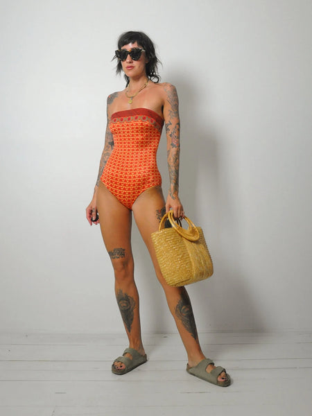 1970's Sassafras Strapless Swimsuit
