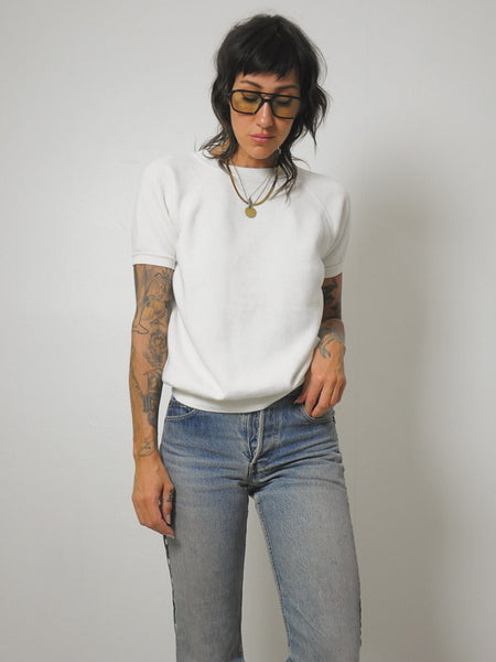 1980's White Short Sleeve Sweatshirt