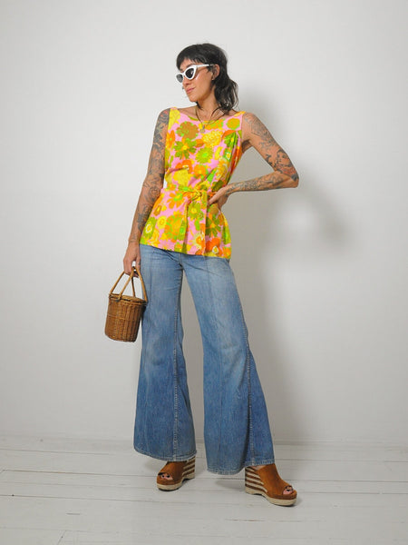 1960's Neon flower Belted Tunic