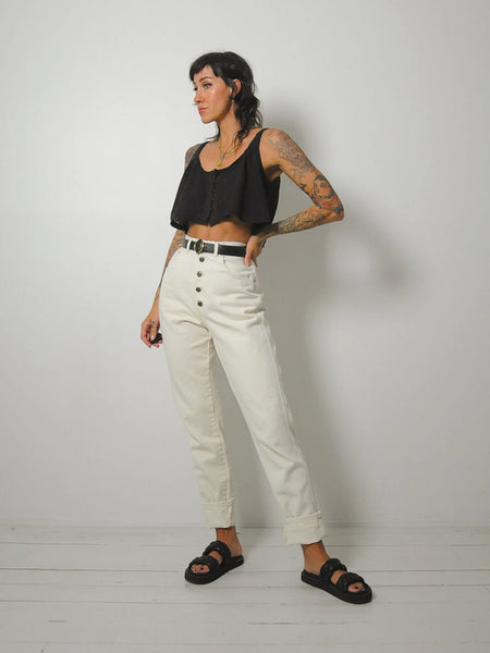Ecru Exposed Button Fly Jeans 28x32