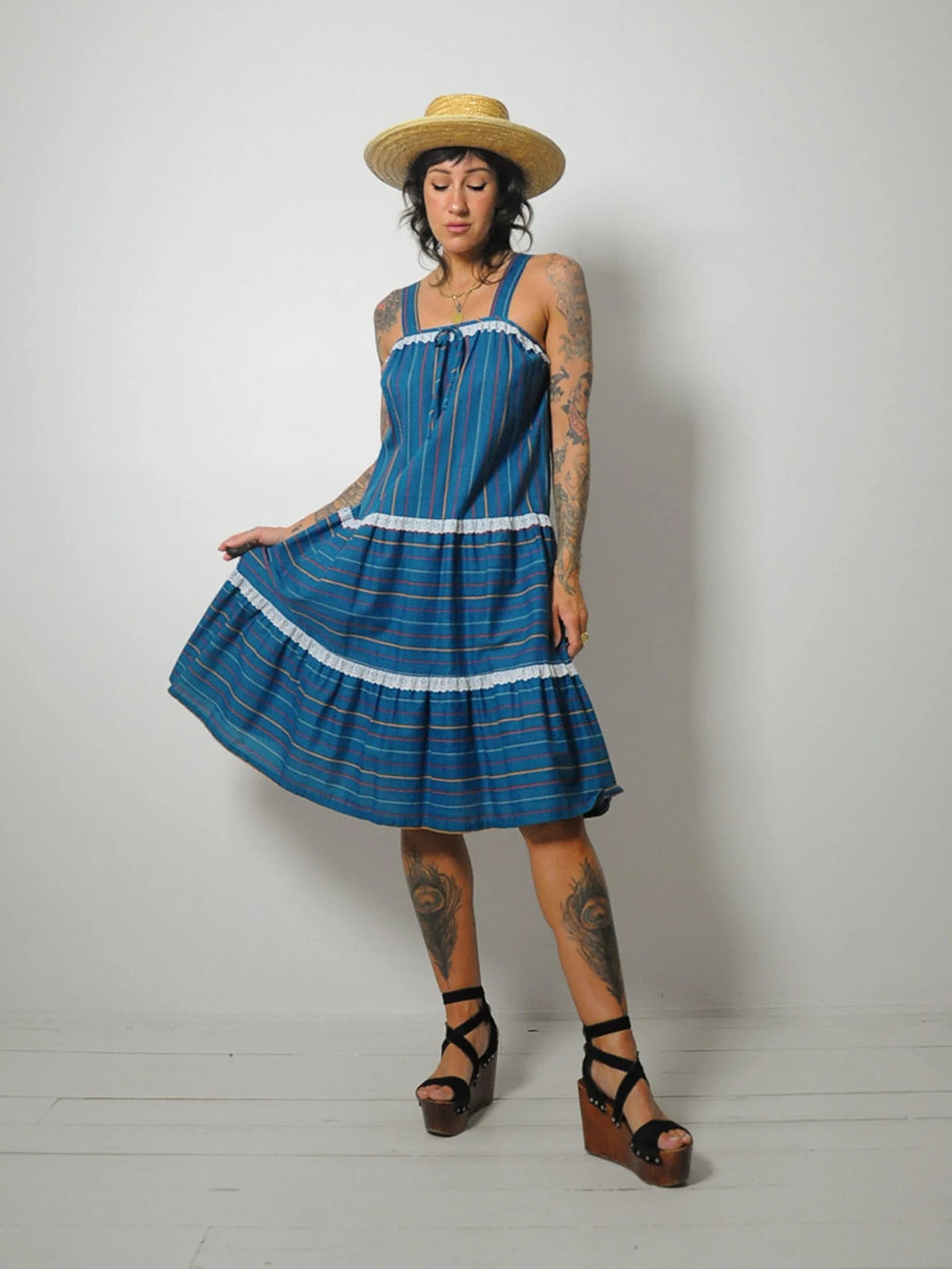 1980's Pinstriped Tent Sundress