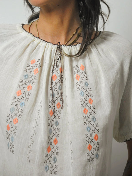 1970s Muslin Embroidered Tunic