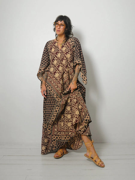 1970's Batik Angel Sleeve Tent Dress