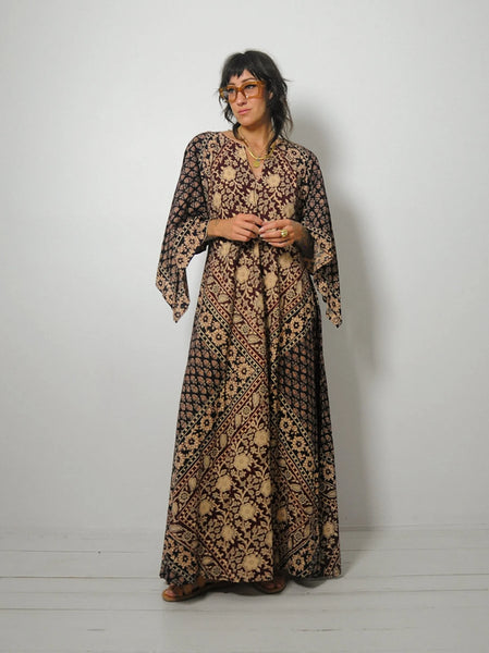 1970's Batik Angel Sleeve Tent Dress