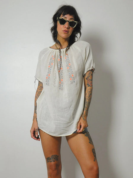 1970s Muslin Embroidered Tunic