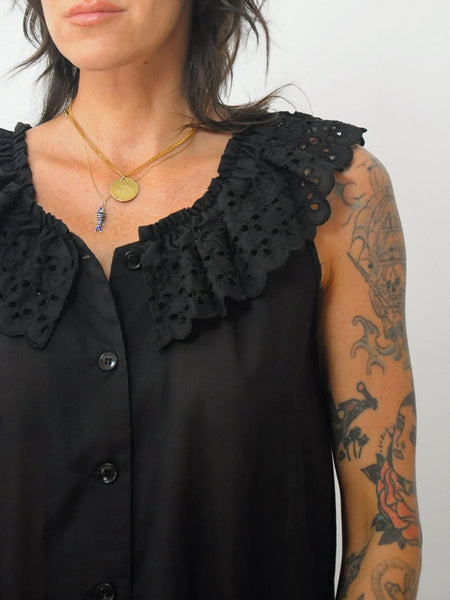 Black Eyelet Ruffle Dress