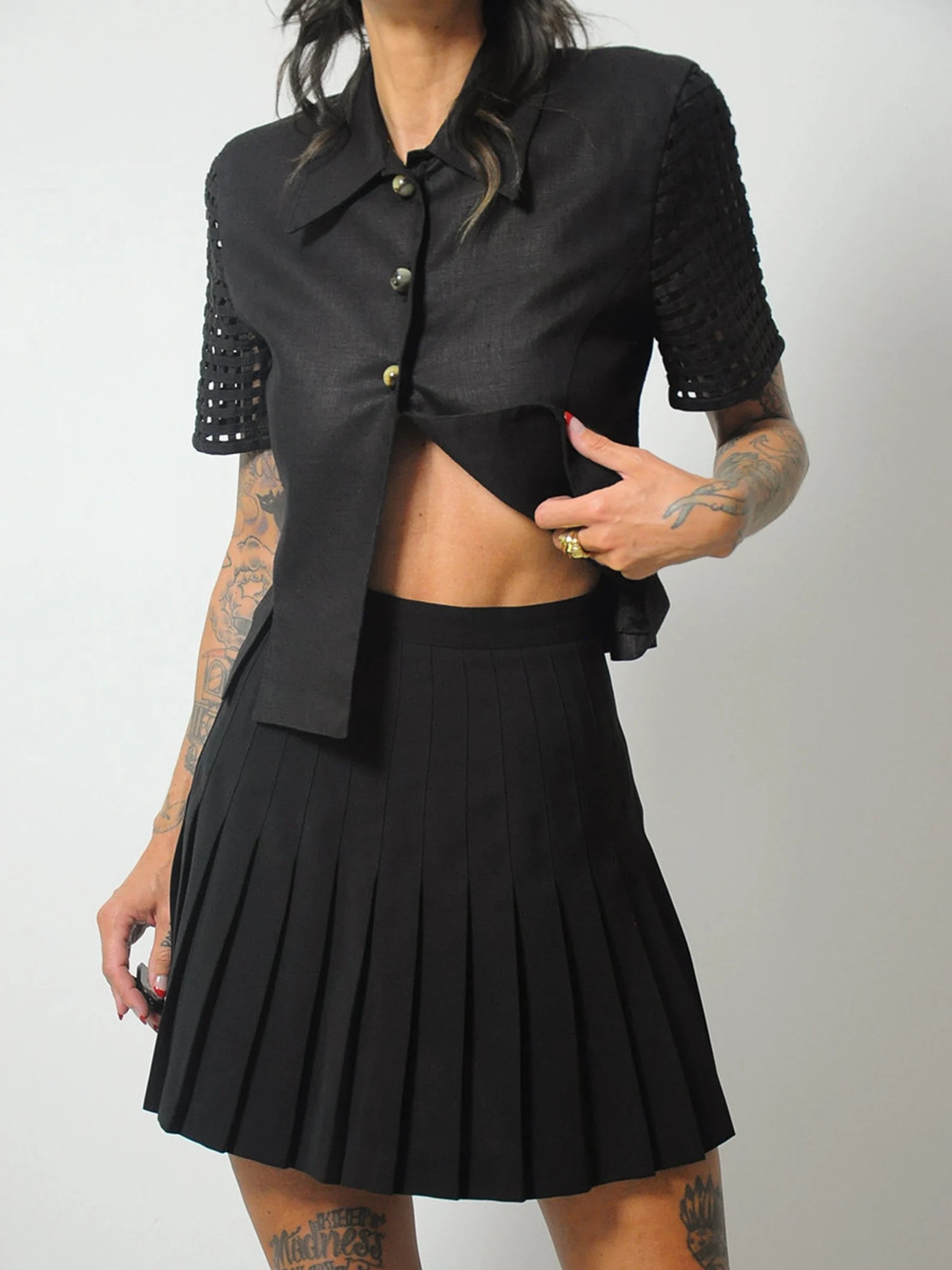 90's Black Pleated Tennis Skirt