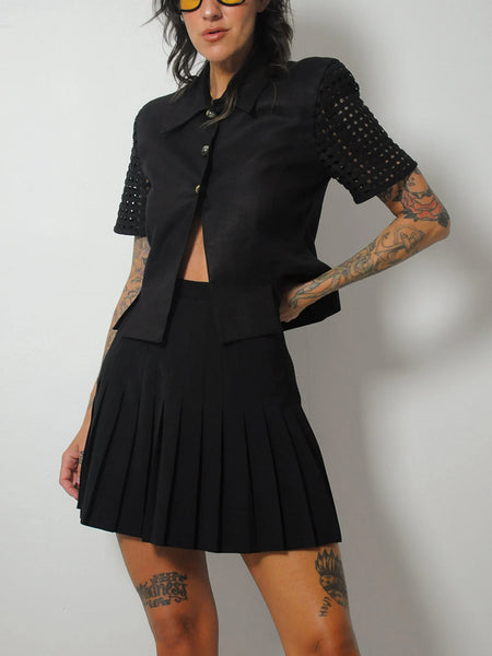 90's Black Pleated Tennis Skirt