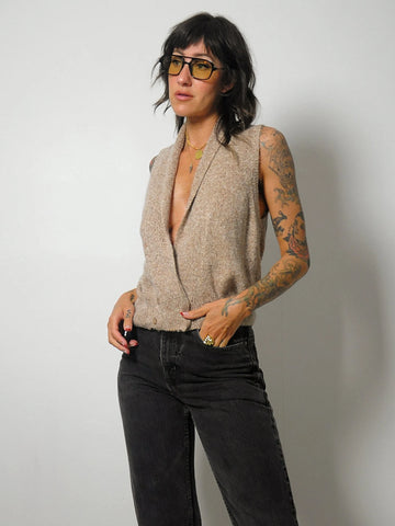 Oatmeal Silk Angora Sweater Vest