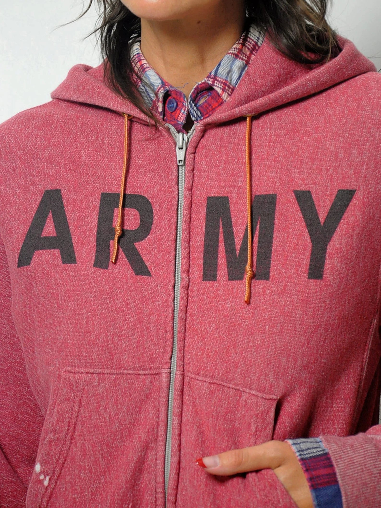 Army Marbled Knit Zip-up Hoodie