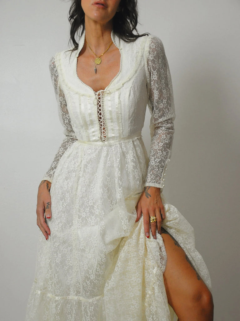 1970 s Gunne Sax Lace Wedding Dress NOIROHIO VINTAGE