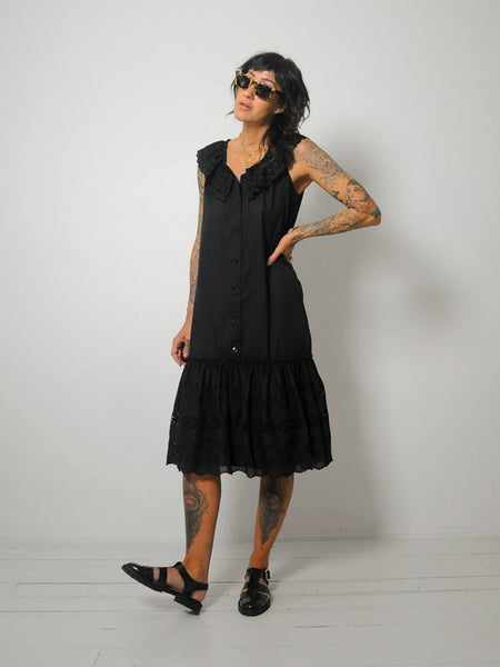 Black Eyelet Ruffle Dress
