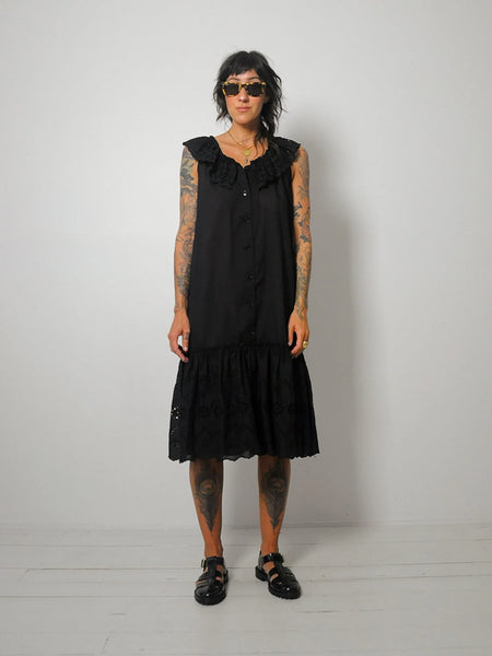 Black Eyelet Ruffle Dress