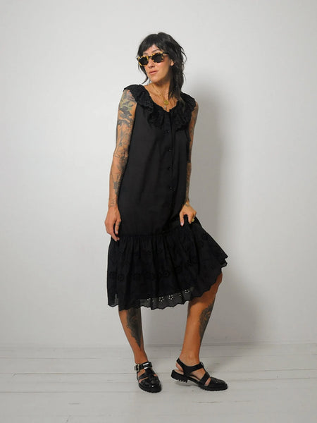 Black Eyelet Ruffle Dress