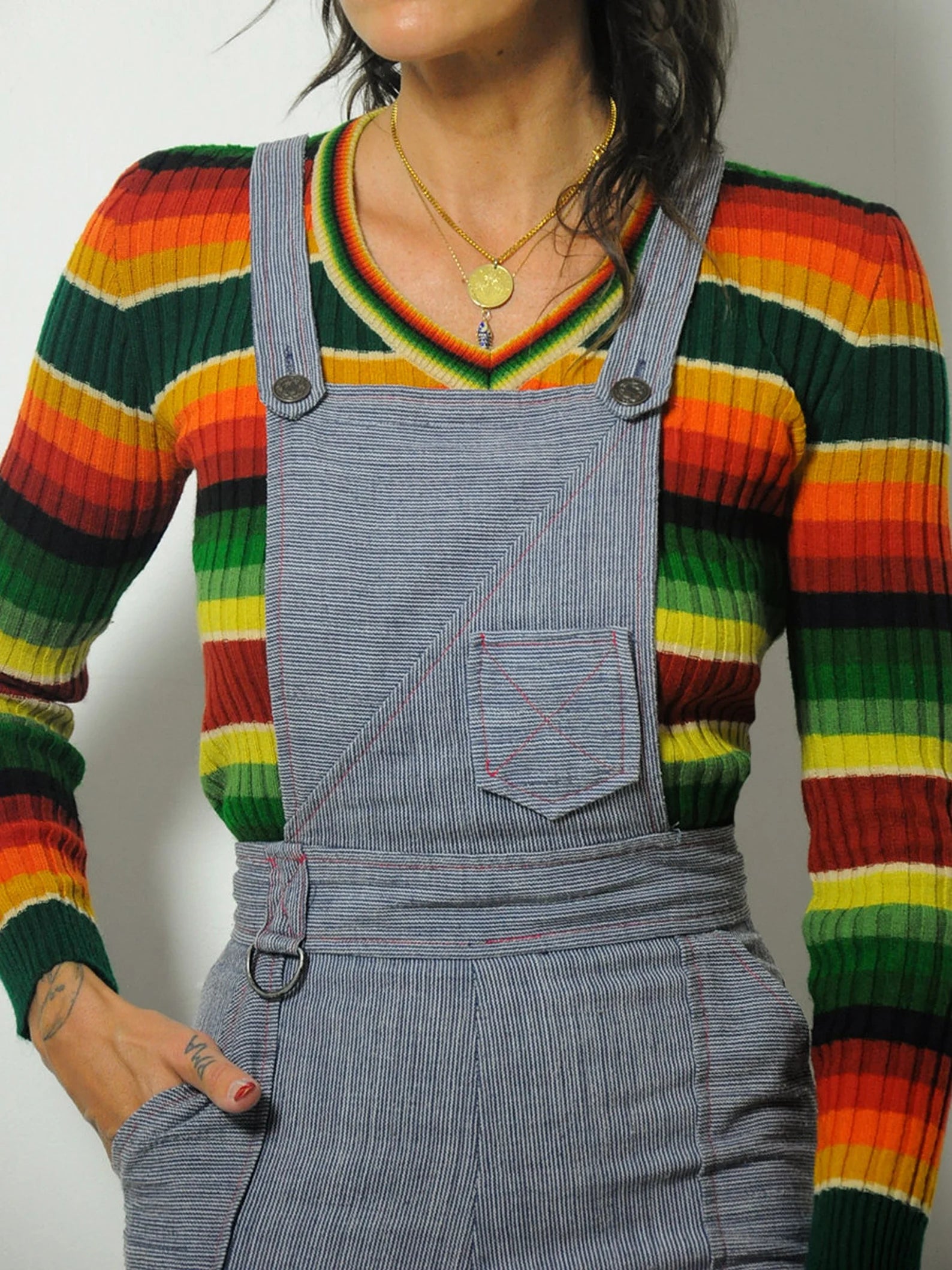 1970's Hickory Stripe Overall Jumpsuit