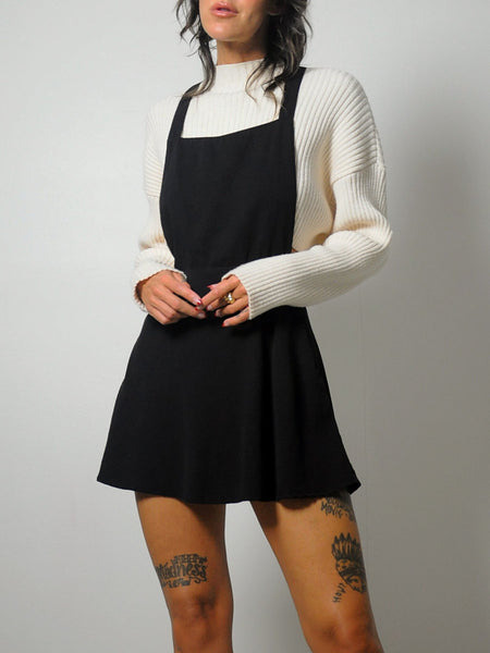 90's Black Suspender Mini Dress